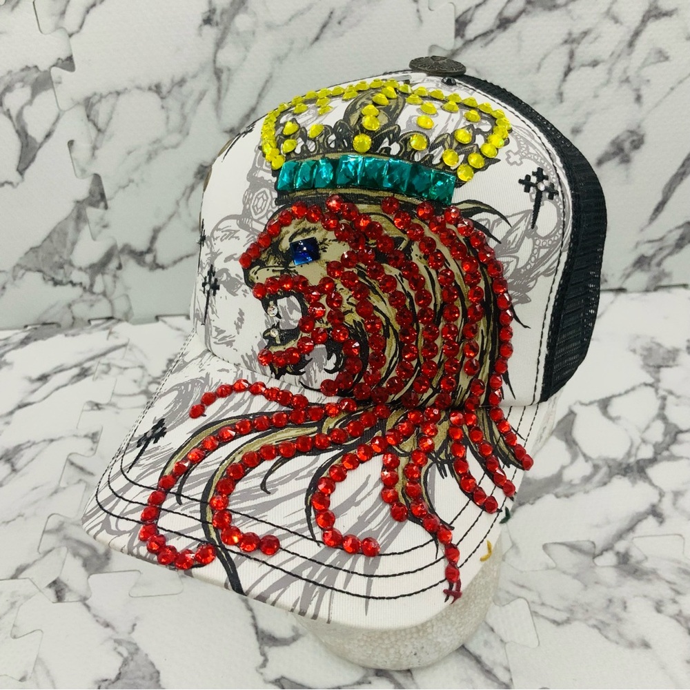 Men’s Lion King Rhinestone Trucker Hat by Rebel Spirit